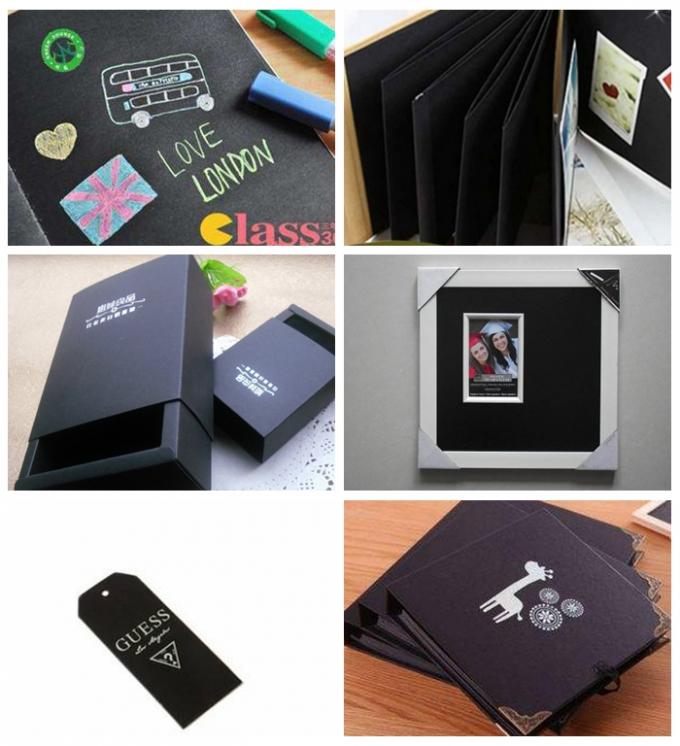FSC SGS FDA Certified 350gsm 400gsm Black Cardboard For Notebook Covers