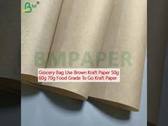 Kantong belanjaan Gunakan Brown Kraft Paper 50g 60g 70g Food Grade To Go Kraft Paper
