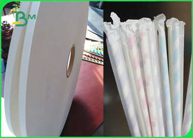Makanan yang aman Kompos 28gsm White Straw Pipe Wrapping Paper 35mm Rolls