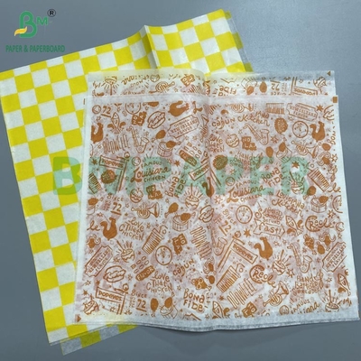 30gsm 40gsm Hamburger Wrapping Paper Untuk Makanan Makanan ringan Kantong Wax Dilapisi Minyak Waterproof