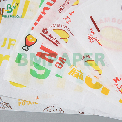 38gsm Hamburger tahan lemak Kemasan kelas makanan Kertas lilin dapat dicetak
