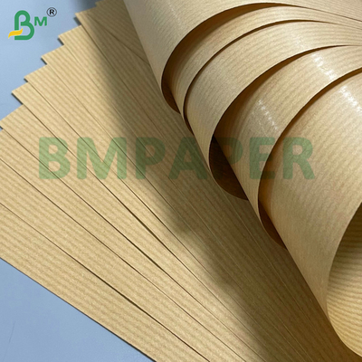60gm Brown Striped Kraft Gift Wrap Gloss Finish Satu Sisi Ketahanan Tinggi