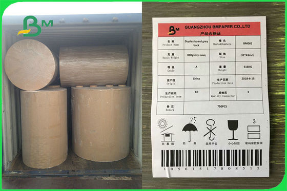 Daur Ulang Satu Sisi Dilapisi Papan Dupleks Putih Abu-abu Kembali Untuk Kemasan Kotak FSC