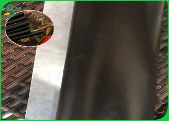 60gsm FSC Dan Sertifikat FDA Dicetak Hitam Jerami Food Grade Paper Roll Untuk Kopi Atau Teh Susu