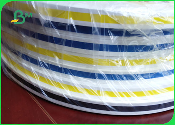 28g &amp; 60g &amp; 120g Biru Kertas Jerami Gulungan Fleksibel FSC &amp; FDA Strip Printing