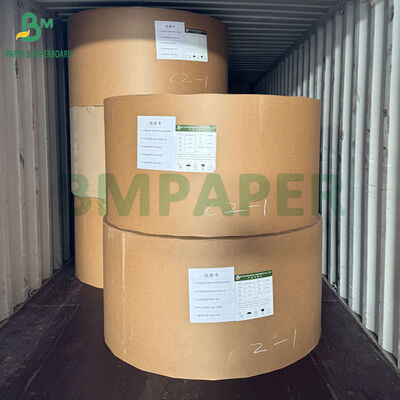Kertas Kraft Berusuk Coklat 1 Sisi Berlapis 60gsm 70gsm untuk Kemasan Normal 900mm 1000mm